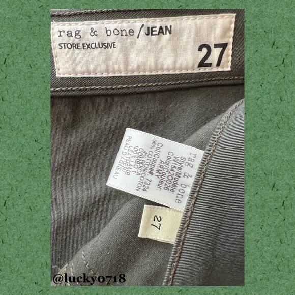 Rag & Bone NWT Halifax Skinny Army Green Military Moto Style Jean Sz 27 - Picture 7 of 7